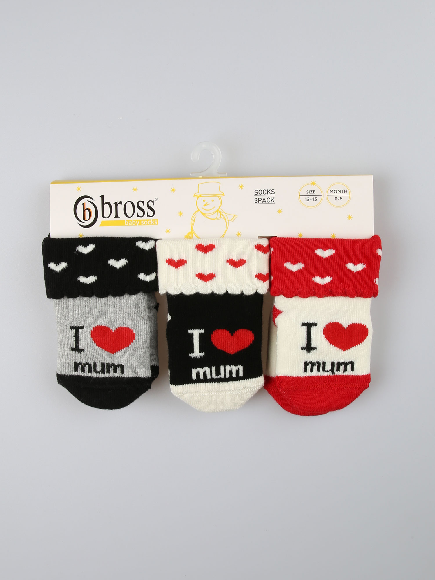 Baby Thermo-Stoppersocken I love Mum 3 Paar Gr 13/15 bis 19/21 